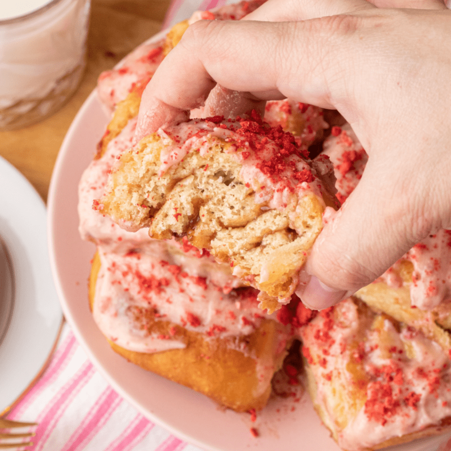 strawberries and cream sweet rolls featured image