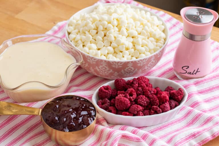 White Chocolate Raspberry Fudge ingredients